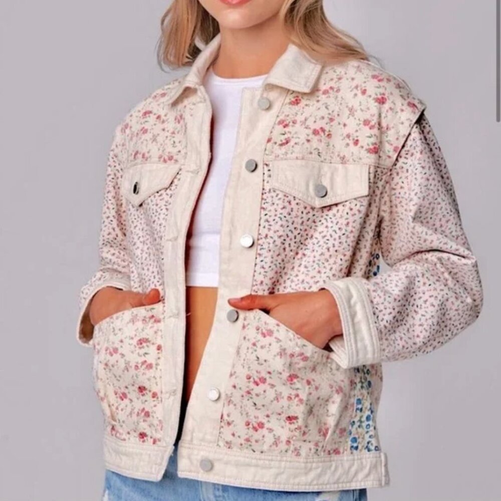 BlankNYC Full Bloom Denim Trucker‎ Jacket Women's Small